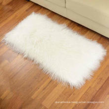 2' X 4' Real Genuine curly raw bleached white sheepskin blanket Tibetan Mongolian lamb fur rug plate